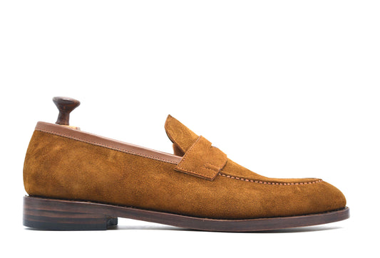 Tobacco Suede Penny Loafers