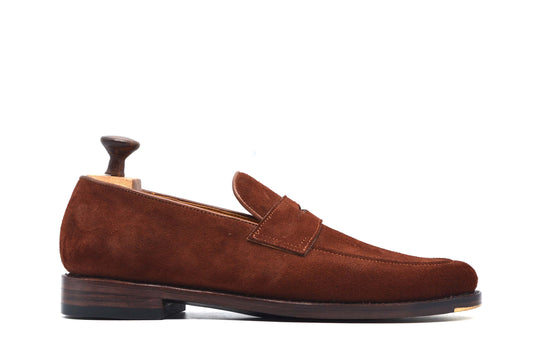 Brown Suede Penny Loafers