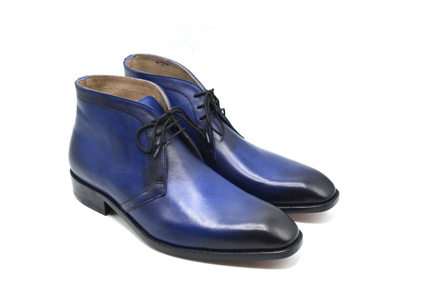 Blue Bespoke Cowhide Leather Chukka Boots