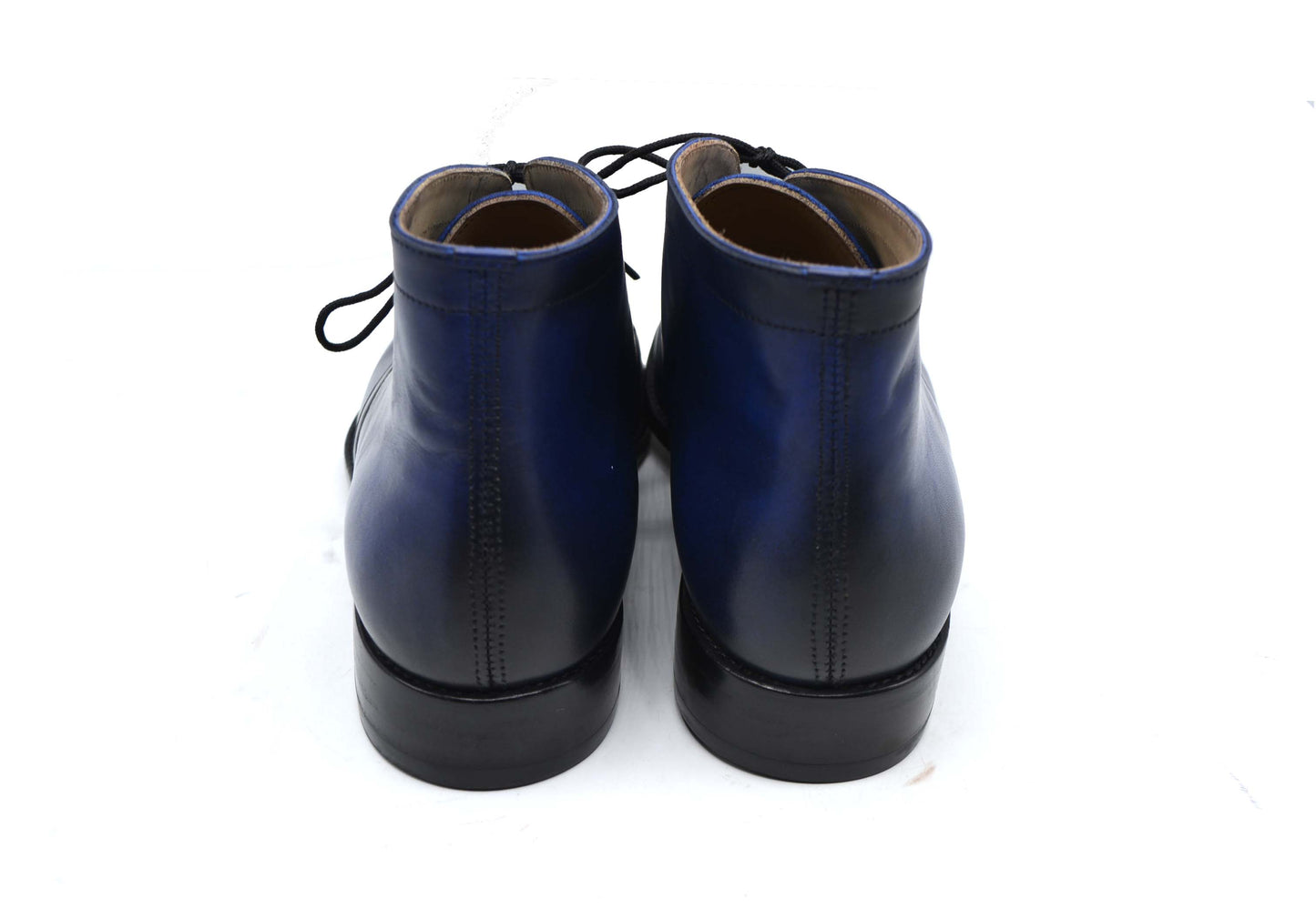 Blue Bespoke Cowhide Leather Chukka Boots