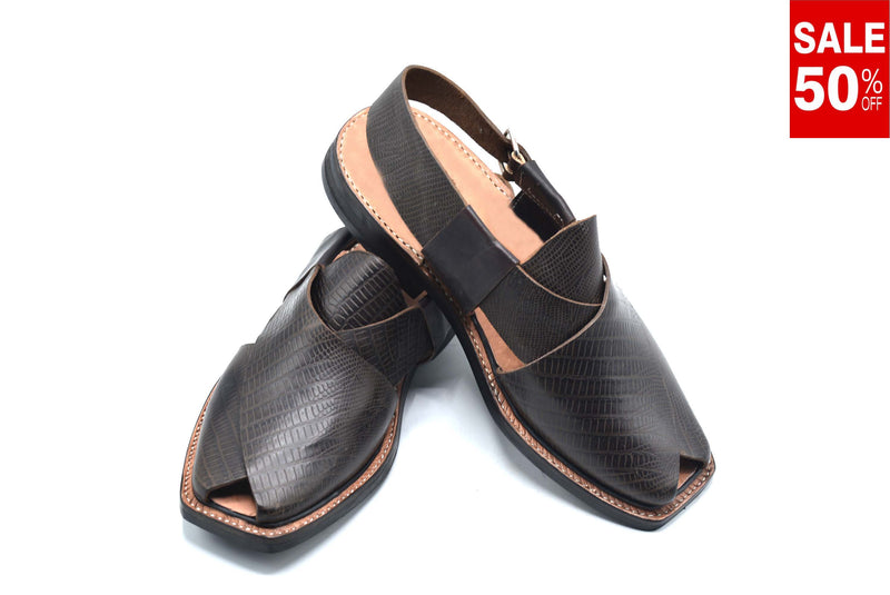 Peshawari Chappal Printed Leather